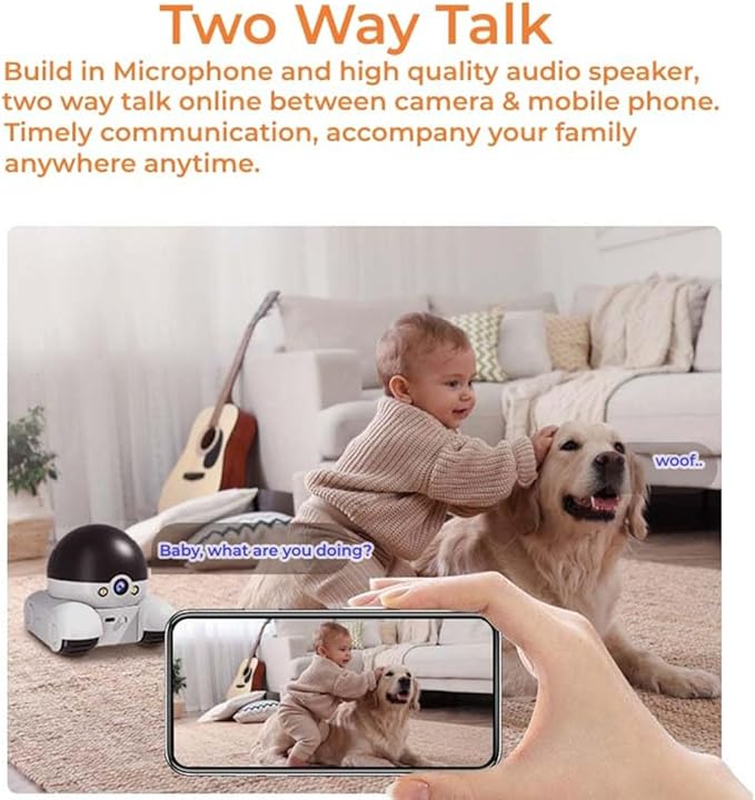 Pet Cameras Indoor with Phone App, 1080p Dual Lens, P 360°/T 90° Rotation Monitoring, 2-Way Talk, Night Vision, Motion Detection, Video Recording (4G, Camera only)