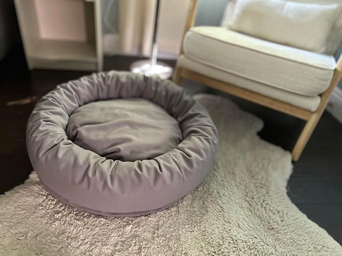 Organic Cotton Canvas Dog Bed: Removable Cover, Natural Fill - Made in USA (Blue Gray, X Small 18" x 6" inches)