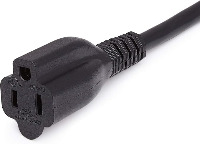 Amazon Basics Extension Cord, 13 Amps, 125V, 25 Foot, Black - Pack of 2