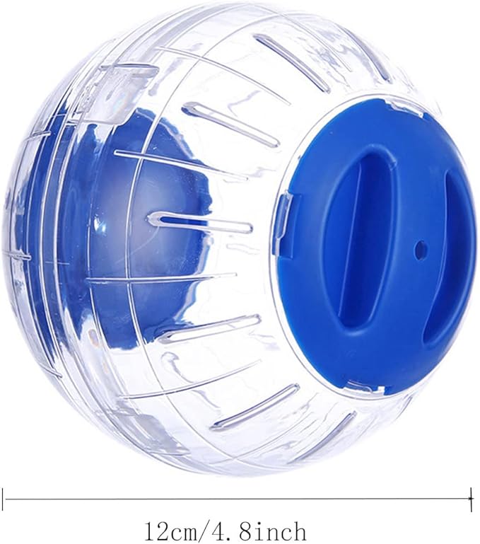 Hamster Exercise Ball Silent Hamster Wheel Small Animals Transparent Ball for Dwar Rat Relieves Boredom and Increases Activity (4.8 inch, Blue)
