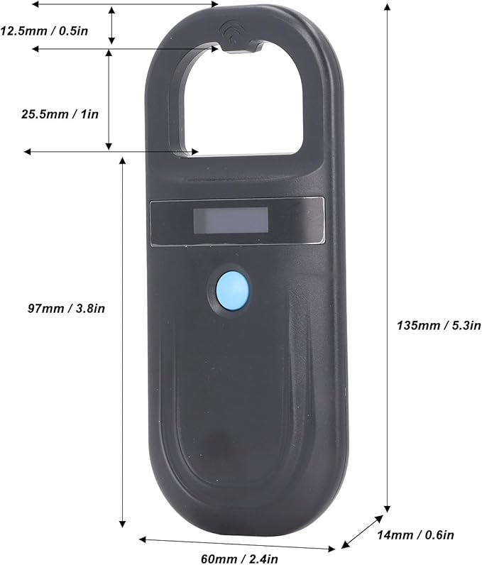 LiebeWH Pet Microchip Scanner Rechargeable Animal Tag Reader with LED Display Supports ISO11784 85 FDX B and EMID for Small Animal Management, LiebeWHxvrzpha0nd