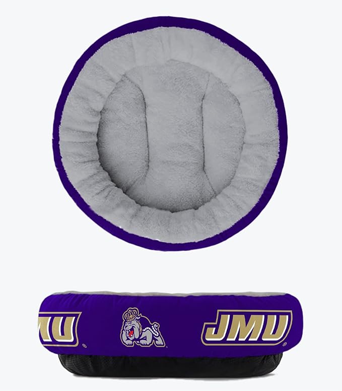 ShopInstaPets James Madison Dukes Officially Licensed Plush Donut Pet Bed – Cozy, Machine Washable, Perfect for Pets (Medium)