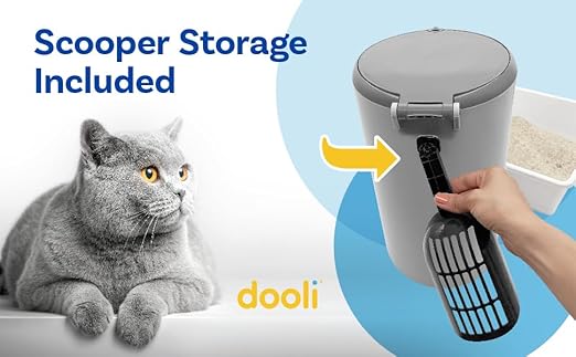 Odor Trapping Litter Pail – Odorless Cat Litter Pail with Lid & 6 Month Supply of Refill Bags and Scooper– One-Finger Tap Lid Opening
