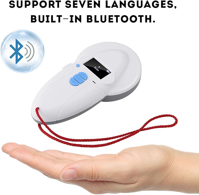 aqxreight Handheld Rechargeable Animal Chip ID Reader Microchip Scanner 1000 ID Up You Upload and ISO11784 FDX A FDX B Chips EM4102 Reading Save Pet ReaderAnimal ReaderPet