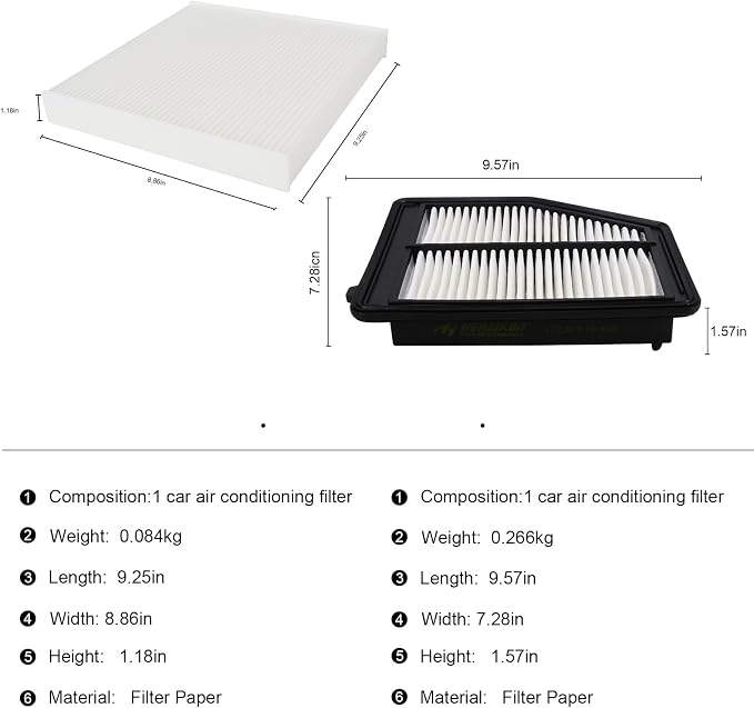 Cabin & Engine Air Filter kit for Honda Odyssey 3.5L Replaces 17220-RV0-A00