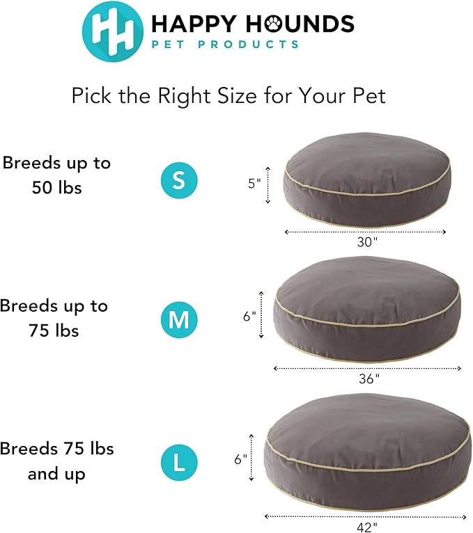 Happy Hounds Scout Round Reversible Pillow Dog Bed, Large (42" x 42"), Fern