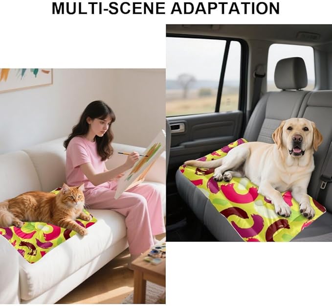 Dynamic Retro Modern Green Dog Beds and Furniture Outdoor Mat for Dogs Puppy Pad Dog Bed for Medium Crate Washable Non-Slip Pet Bed Crate Puppy Mattress Furniture Indoor Outdoor 36X24 Inch