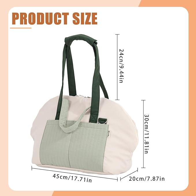Small Dog Carrier Purse, Soft Fluffy Pet Carrier Tote Cat Carrier with Secure Harness Clip and Removable Pad, Woman Style Pet Travel Handbag（Green）