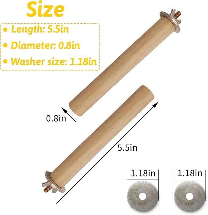 Hamiledyi Bird Perch Bird Stand Bird Cage Accessories Platform Natural Wood Perch Stick Playground for Small Medium Birds Cockatiel Parakeet Conure Cage Accessory (8 Pcs)