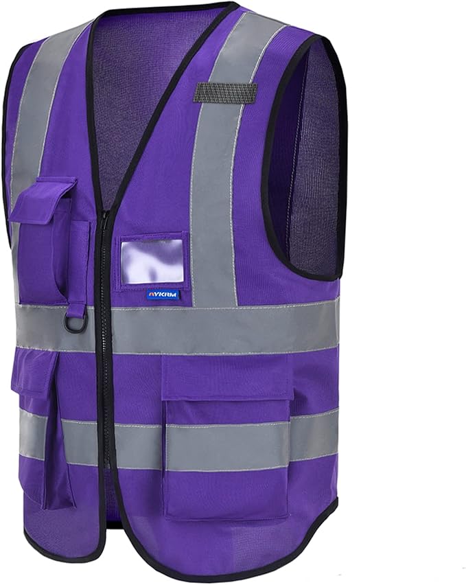 A-SAFETY Purple safety vest for women with pocket