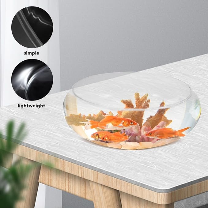 Happyyami Glass Fish Bowl Flower Glass Vase Bowl Clear Wide Mouth Round Vase Terrarium Air Plant Hydroponic Succulent Planter Floral Container Vase for Home Office Wedding L