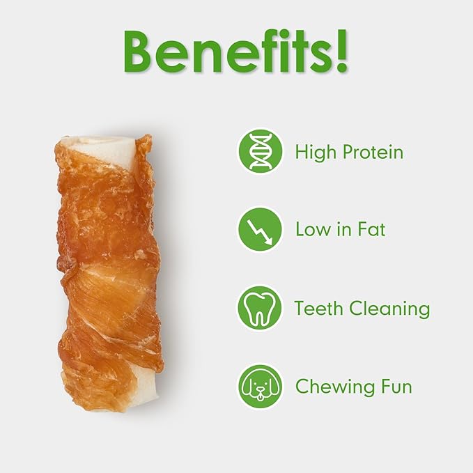 MON2SUN Dog Treats, 2.5 Inch Chicken Wrapped Rawhide Rolls, Teeth Cleaning Chews with High Protein for Small Dogs, 21.2 oz (32 Count - Pack of 2)