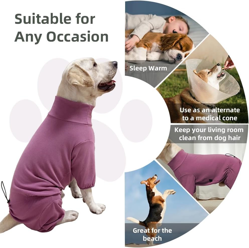 Dog Pyjamas PJS Sweater Clothes and Home Clothing Suitable for Small to Medium Breeds of Dogs, Dog Neutering Suits, Extra-Large Stretch Fabric, Four-Legged Clothes (Thickened Red, XL)