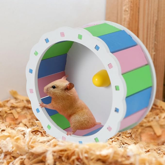 POPETPOP Silent Running Wheel 5.11 Inch Ultra-Quiet Hamster Exercise Wheel for Small Animals Gerbils Hedgehogs Pet Fitness Toy