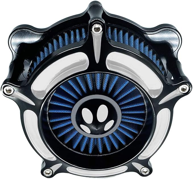 Motorcycle Air Filter Turbine Intake Cleaner Kit Cnc Cut Chrome