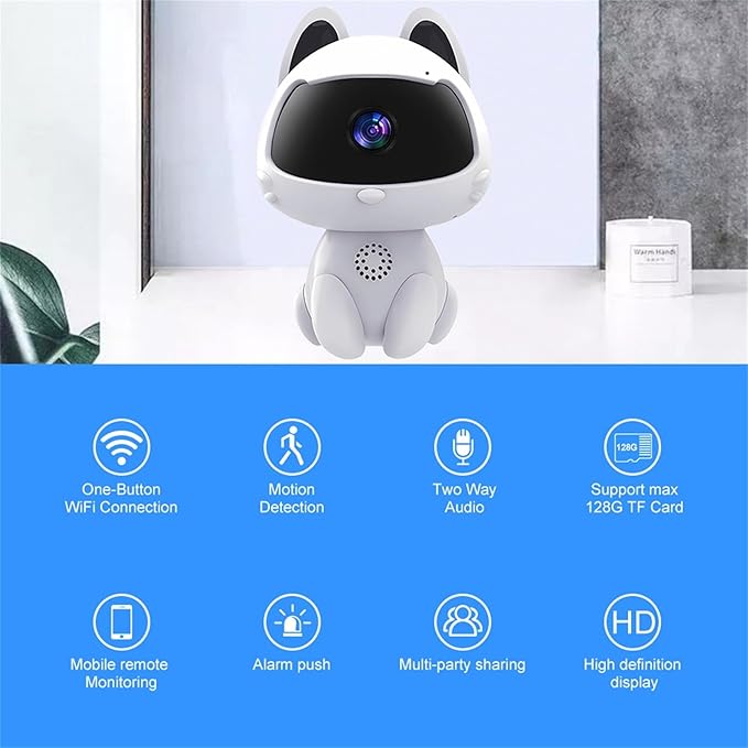 Wireless Security Camera,Robot Shape WiFi Camera 1080P HD, WiFi Home Indoor Camera for Pet/Nanny, Motion Detection, 2 Way Audio Night Vision