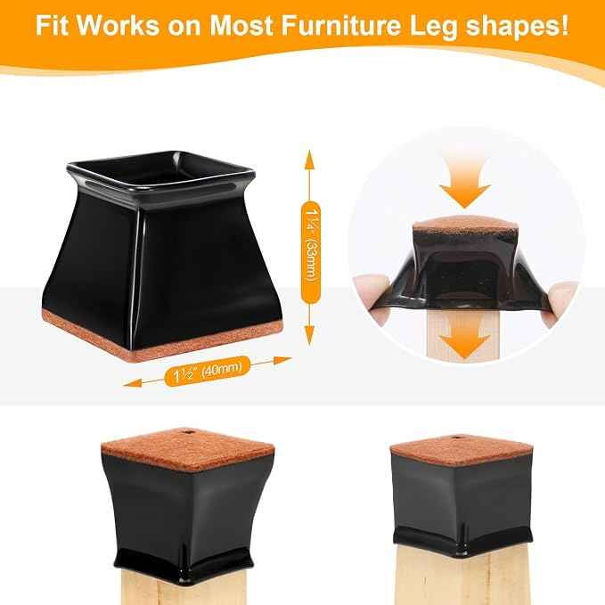 CHUNZEXI 16 Pack Square Chair Leg Floor Protectors