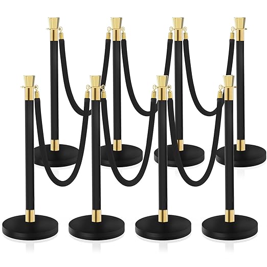 Crowd Control Stanchion, Waterproof and Rustproof Stanchion Set for Theater Hotels Clubs Museums, 8PCS