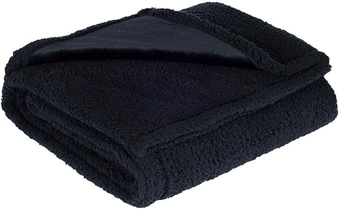 Waterproof Pet Blanket, Lovers Blanket Reversible Plush Sherpa Fleece Furniture Protector for Sofa, Bed & Couch, Liquid & Pee Proof Dog Blanket Cover for Dogs Cats Lovers Couples (Black, XXL(79"x79"))