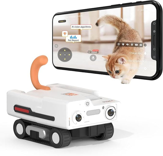 A3 AI Pet Companion Robot with 2K Camera – Smart Robot for Cats & Dogs, Auto Follow, Laser Toy, Night Vision, 2-Way Audio, AI Behavior Reports, Auto Recharge & App Sharing