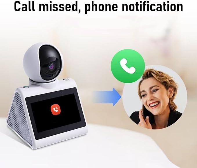 Two Way Video Calling Camera with 4.3 inch HD Screen, 1080P 2MP Indoor Home Nanny Camera, 2 Way Video Calls Pet Camera with Daily Clock