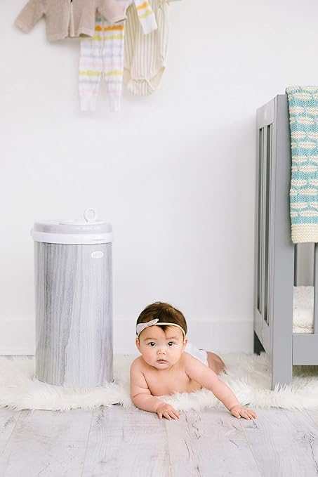 Ubbi Steel Diaper Pail, Odor Locking, No Special Bag Required, Award-Winning, Registry Must-Have, Woodgrain
