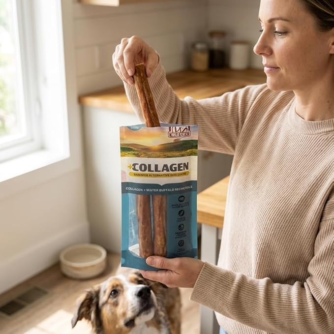 Wild Eats Water Buffalo Flavor Collagen Retriever Style Cheek Rolls 10" Dog Chews-3 Pack (Long Lasting Dog Chews Treats & Bones for Medium Dogs) Substitute for Pig Ears for Dogs