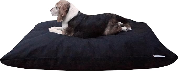 Dogbed4less Shredded Memory Foam Pillow Dog Bed with Waterproof Liner and Machine Washable Cover (Black Canvas, Large 48"X29")