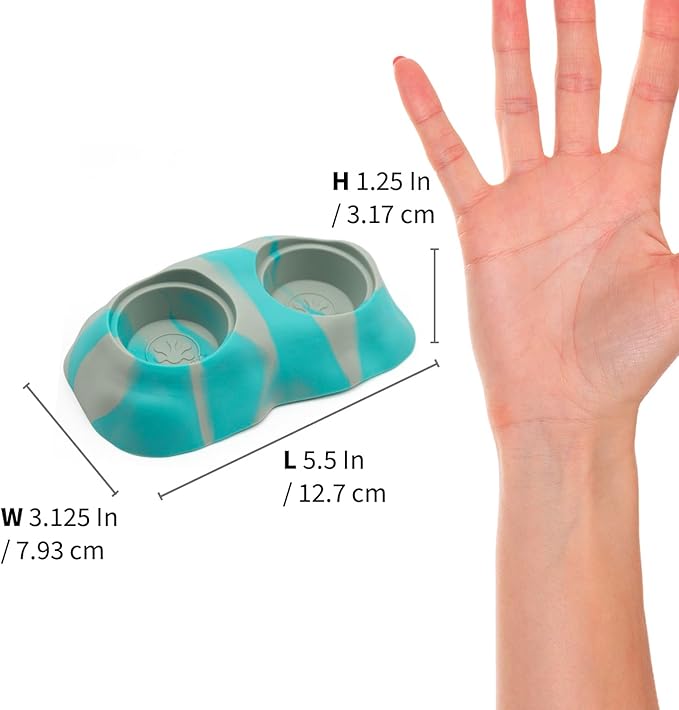 Pangea Ultimate Eco Dish, Crested Gecko Food and Water Bowl for Terrestrial Lizards, Durable Silicone Feeding Accessory for Reptile Terrariums 3.125in x 5.5in (Turquoise Marble)