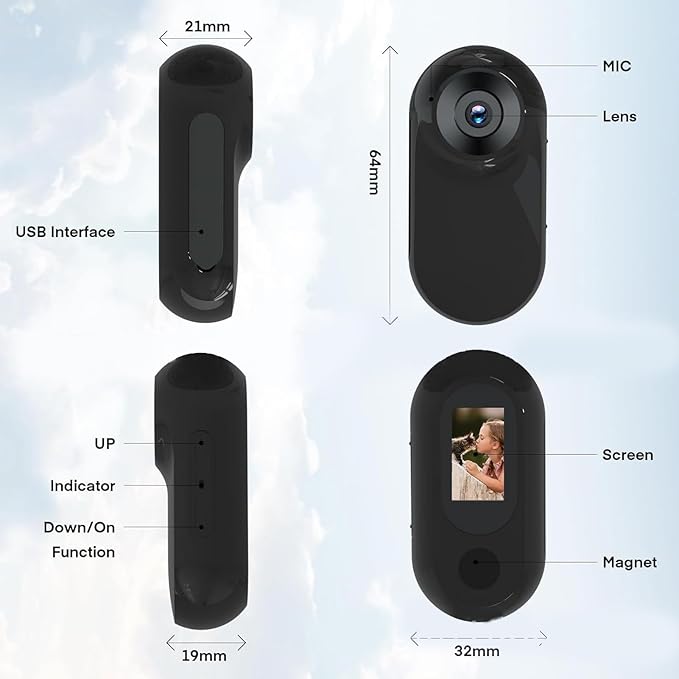 Cat Collar Camera, 1080P HD Pet Camera with Video Records, No Needed No APP, Dog Collar Camera for Indoor Outdoor Pet Supplies, 170° Wide Angle Lens, Lightweight Design
