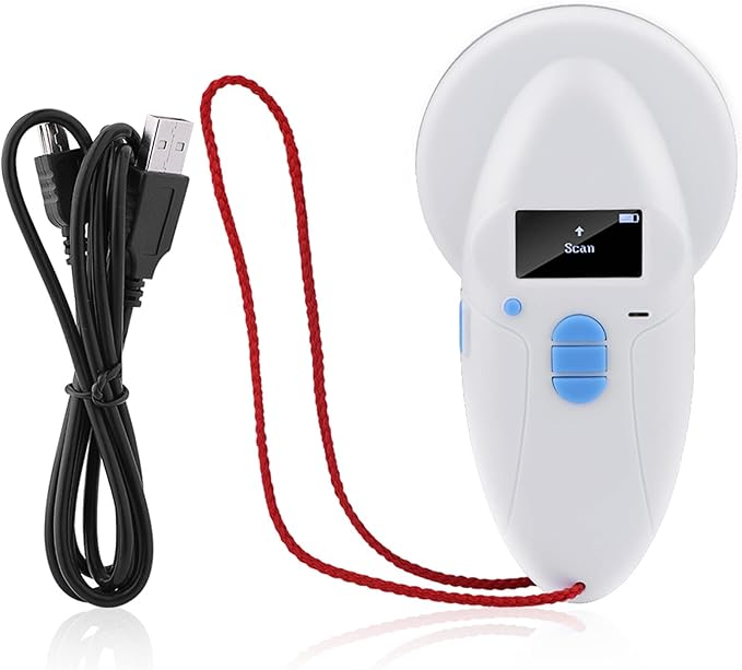 aqxreight Handheld Rechargeable Animal Chip ID Reader Microchip Scanner 1000 ID Up You Upload and ISO11784 FDX A FDX B Chips EM4102 Reading Save Pet ReaderAnimal ReaderPet