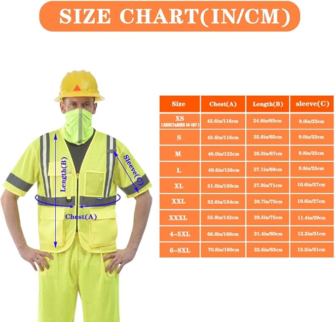A-SAFETY 4XL 5XL class 3 Glow high vis vest