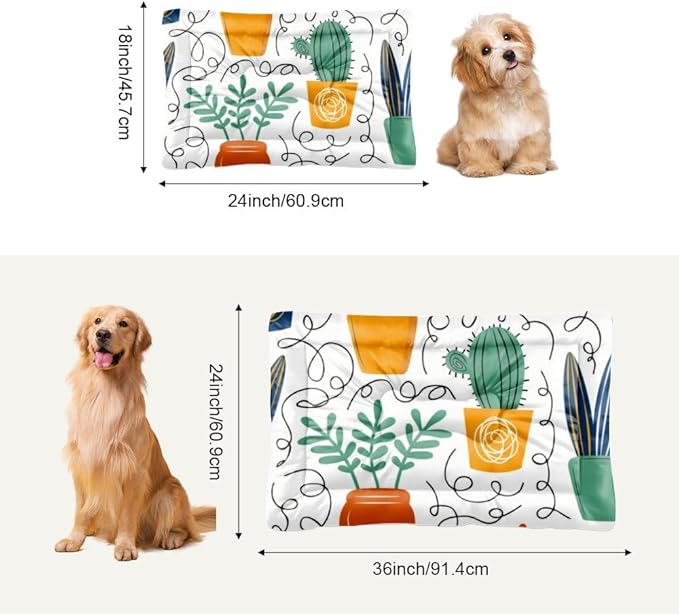 Houseplant Botanical Aesthetic Dog Beds for Older Dogs Crate Mats for Dog Cages Beds Crate Pad Pillow Washable Non-Slip Washable Bed Small Mat Pillow Indoor Outdoor 24X18 Inch
