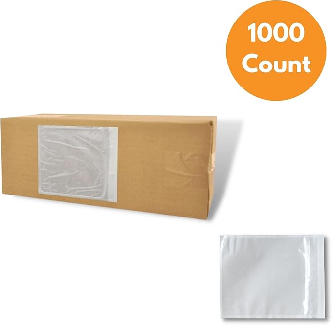 PSBM 1,000 PCS 5.12 x 8 Inch Clear Self-Adhesive Packing List Envelopes, Plastic Shipping/Mailing Pouch Enclosed Bags for Packing Slips Invoice Label