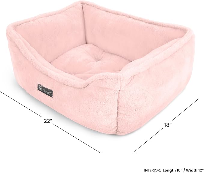 NANDOG Pet Gear Reversible Luxury Microplush Cloud Fabric Collection Ultra Plush Dog & Cat Bed Soft, Warm, Calming Pet Lounger for Small & Medium-Sized Breed - Modern Style Snuggle Couch (Pink)