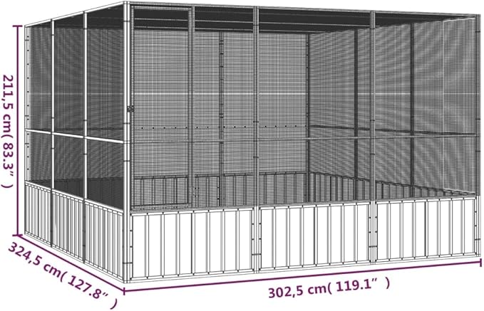 Steel Bird Cage, Large Flight King Bird Cage for Cockatiels African Grey Quaker Amazon Sun Parakeets Green Cheek Conures Pigeons Parrot Bird Cage Birdcage, Anthracite 119.1"x127.8"x83.3"