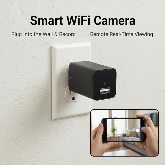 Wall Outlet Security Camera 4K UHD, Plug-in Indoor Pet Camera with 32GB SD Card Local Storage, WiFi Camera, RTSP/ONVIF Supported, No Audio