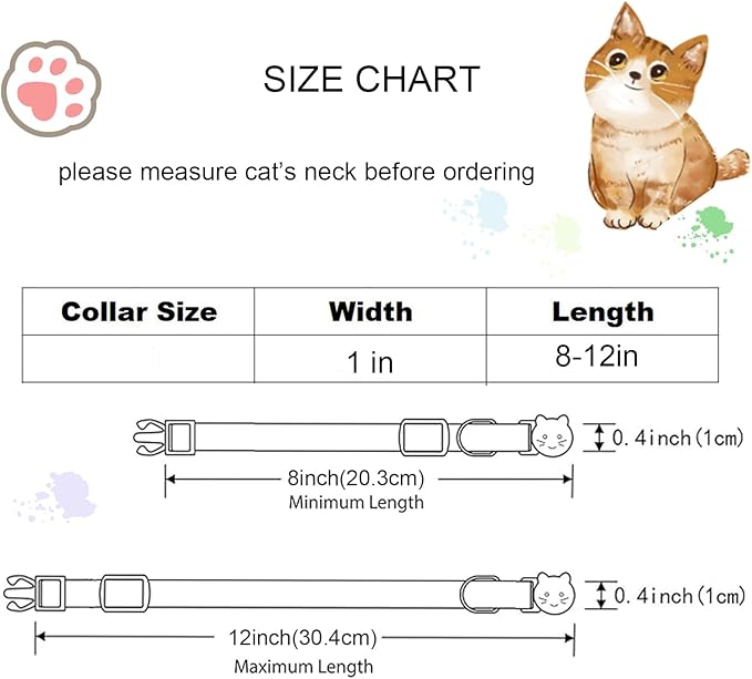 Cat Collar-2 Pack Cat Collars bee & Strawberry Cat Collar Breakaway with Kitten and Bell Pendant Safety Buckle Adjustable Cute Pet Collar for Girl Cats Gift for Cats and Small Pets
