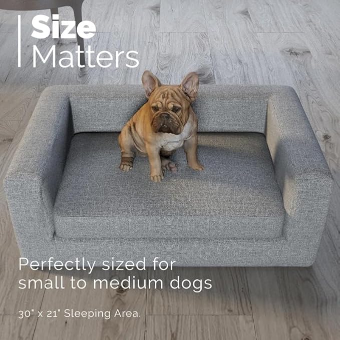 Premium and Luxury Elegant Dog Sofa Bed, Dog Bed, Dog Couches for Small to Medium Dogs with Removable Washable Cover, Elevated Dog Bed, Pet Furniture for Small to Medium Dogs, Gray