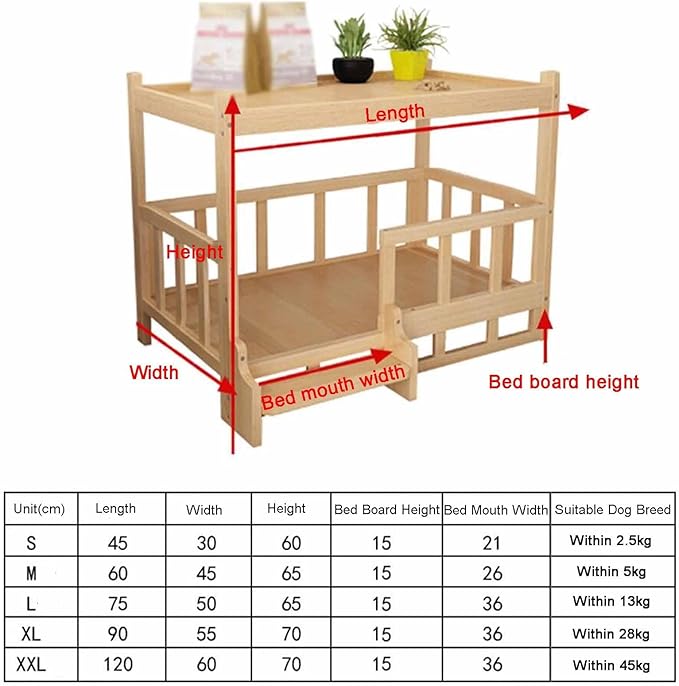 XPLKQXE Dog Bed Wood Platform, Elevated Pet Cushion Bed, Animal Couch with Mattress, Dog Beds & Furniture Rest Cot, Portable Fence Bed Pet Up to 45kg/100lbs(Color:Pink,Size:120x60x70cm)