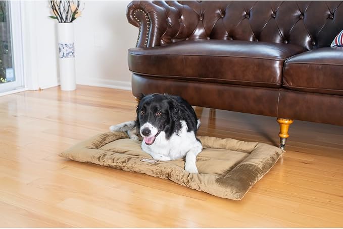 Large Dog Bed Soft Cushion - Velvet Pet Pad for Crate - Machine Washable Comfort