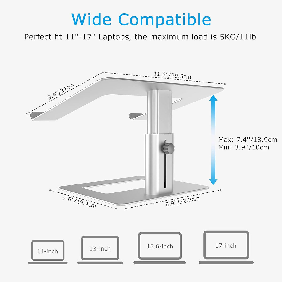 BoYata Laptop Stand, Height Adjustable Laptop Riser for 11-17" Laptops