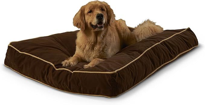 South Pine Porch Buddy Reversible Rectangle Pillow Style Microfiber Dog Bed with Removable, Machine-Washable Cover, Cocoa, Large (48 in. x 36 in.)