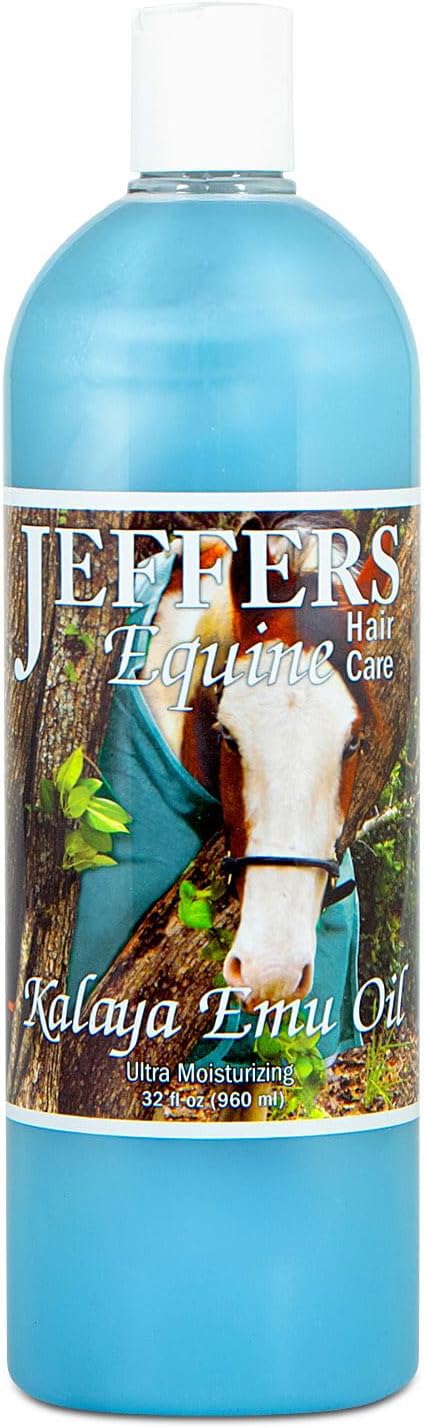Jeffers Equine Kalaya Emu Oil Shampoo – Moisturizing Concentrated Horse Shampoo with Emu Oil, Oatmeal & Aloe Vera, Gentle Formula for Grooming & Soft Coat Care – 32 oz Bottle