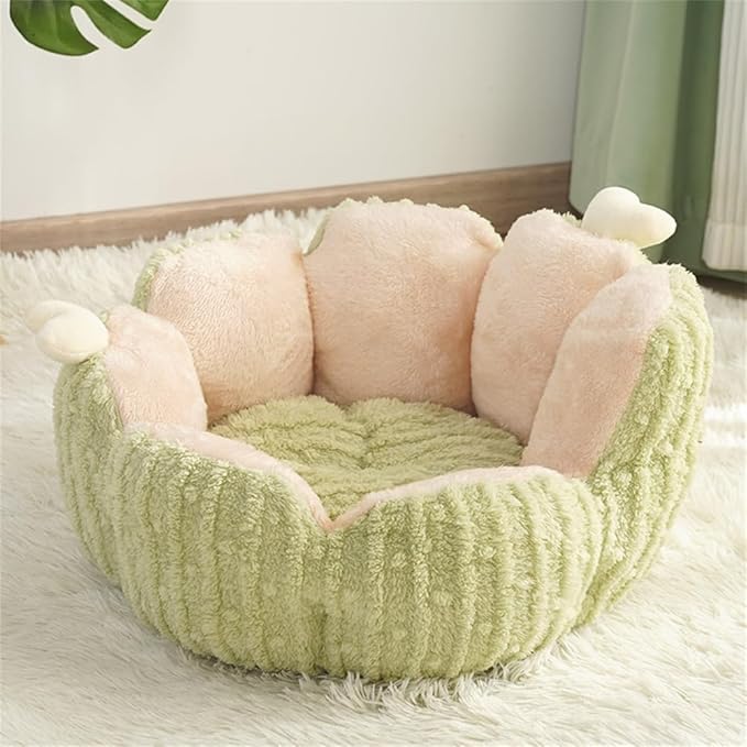 LYFJMUS Cactus Cat Beds for Indoor Cute Cactus Fluffy Puppy Bed Squishmall Pet Bed with Removable & Washable Cushion Pillow Cat House Bed Warm Sleeping Bed for Cats Small Dogs