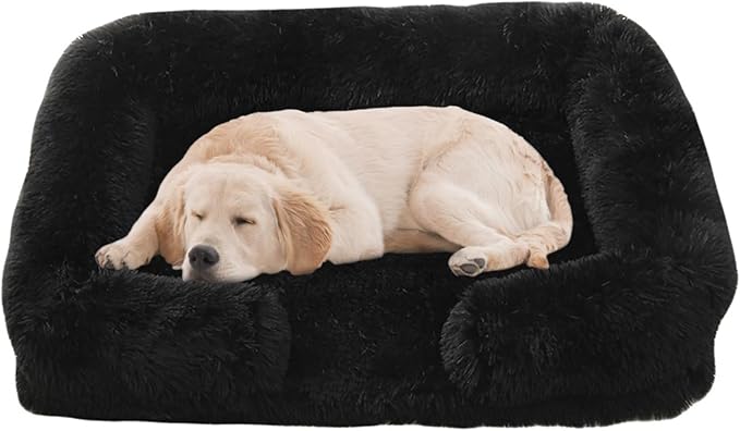 Dog Beds Large Sized dog Orthopedic, Sofa Dog Bed with Waterproof Lining and Nonskid Bottom, Rectangle Washable Dog Bed for Medium Small Dogs and Cats Comfortable ( Color : Black , Size : 43 x 27" )