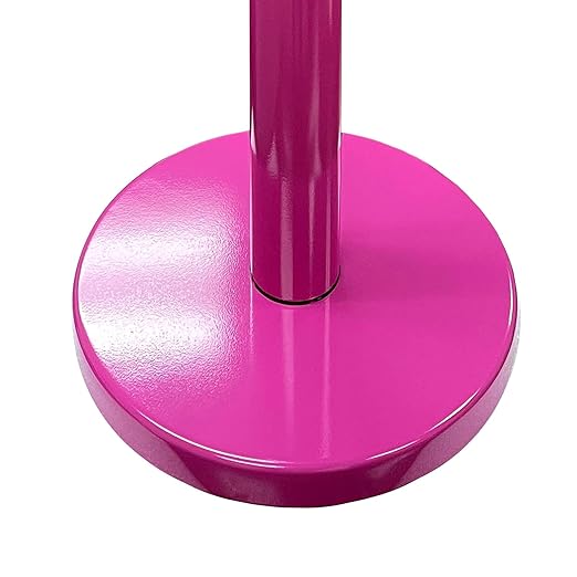 VIP Crowd Control Retractable Belt Stanchion Queue Safety Barrier Set, 36" Ht, 78" Belt (2 M.Pink Posts Red Belt)