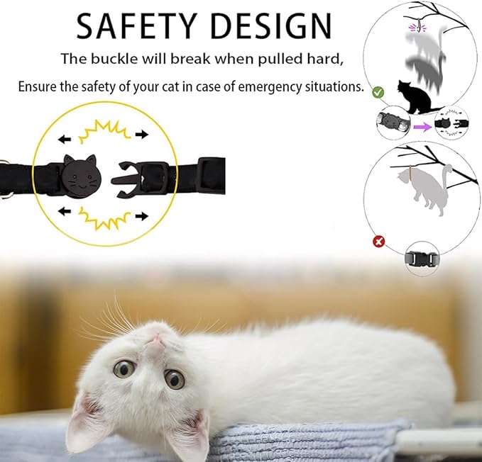 Airtag Cat Collar Breakaway, Safety Kitten Collar with Apple Airtag Holder, GPS Cat Collar with Bell, Lightweigh Tracker Cat Collars for Girl Boy Cats, Kittens and Puppies (Light Blue)