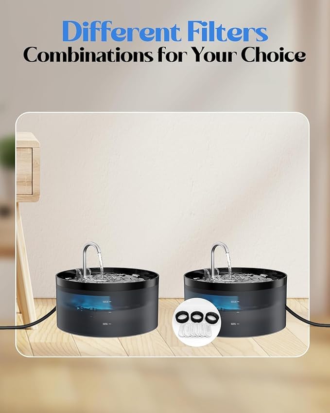 Cat Water Fountain Pet Fountain: Cat Water Dispenser - 108oz/3.2L Automatic Pet Drinking Waterer Bowls Indoor - Quiet Dog Dispenser - Black Faucet Dog Bowl - Easy Cleaning