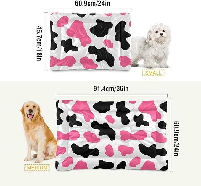 Pink Milk Cow Print Pet Bed Cute Dog Bed Mat Absorbing Non Slip Pad Pet Sleeping Mat for Small, Medium, and Large Dogs Puppy Cat 24 in x 18 in